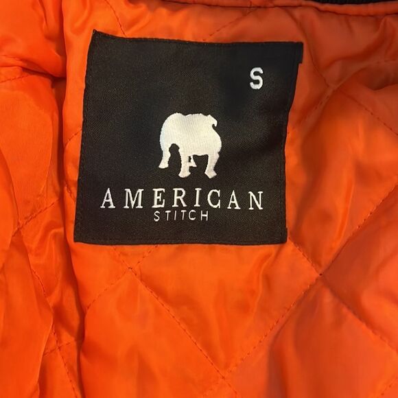 American Stitch Fleece Bomber Jacket Navy Size Small - Picture 4 of 12